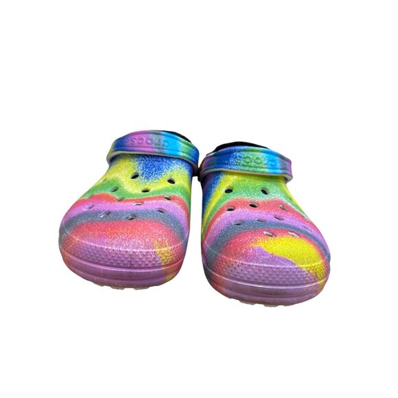 Crocs Rainbow Tie-Dye Fur Lined Clogs slip on shoes size 12 SKU8127 - Picture 5 of 9